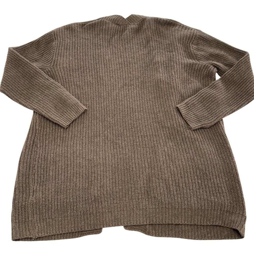 Andree by UNIT Cardigan Women Small Brown Ribbed Knit Open Front Pockets - Picture 3 of 8